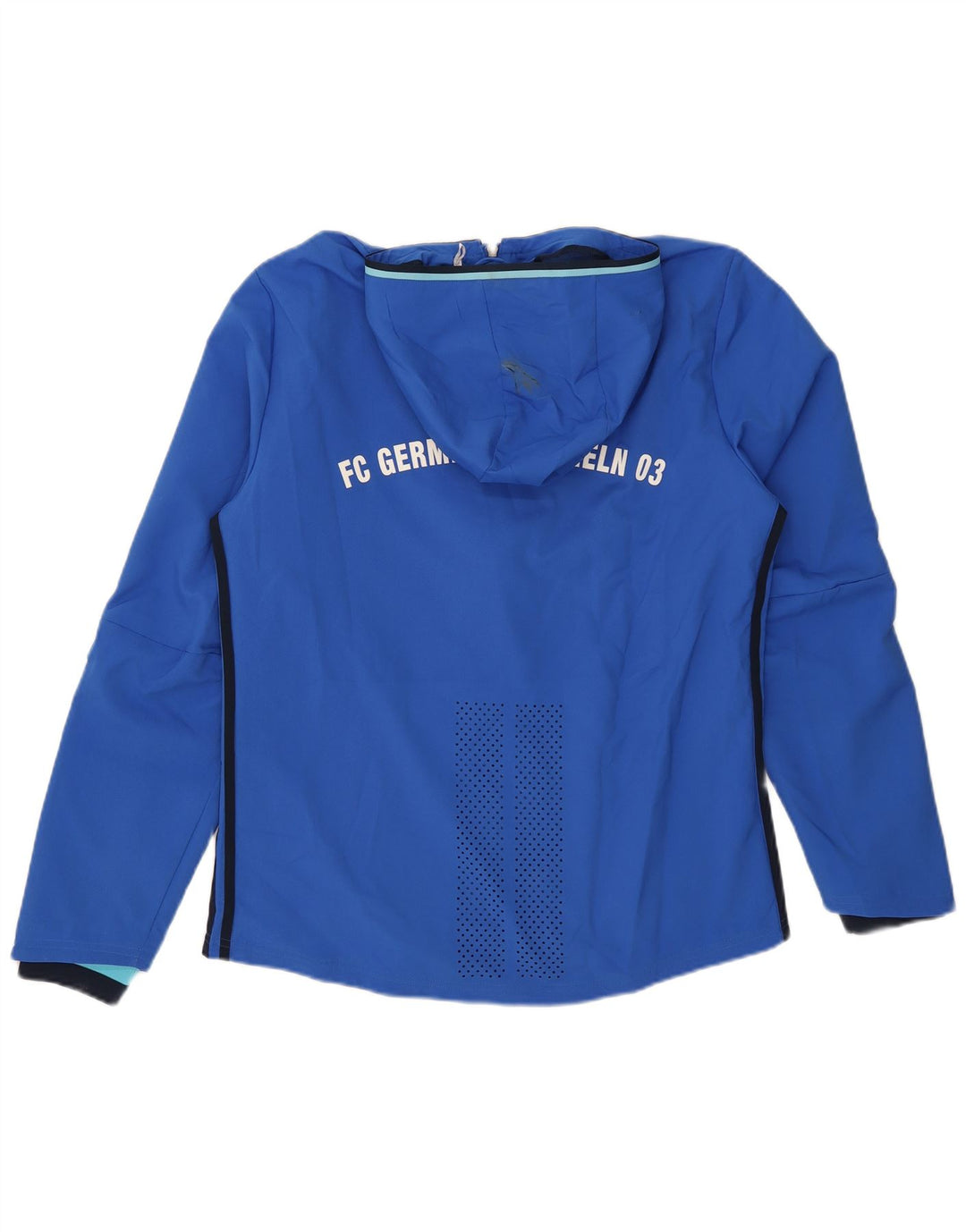 Giacca sportiva da uomo con cappuccio grafico Adidas, giacca in poliestere blu medio