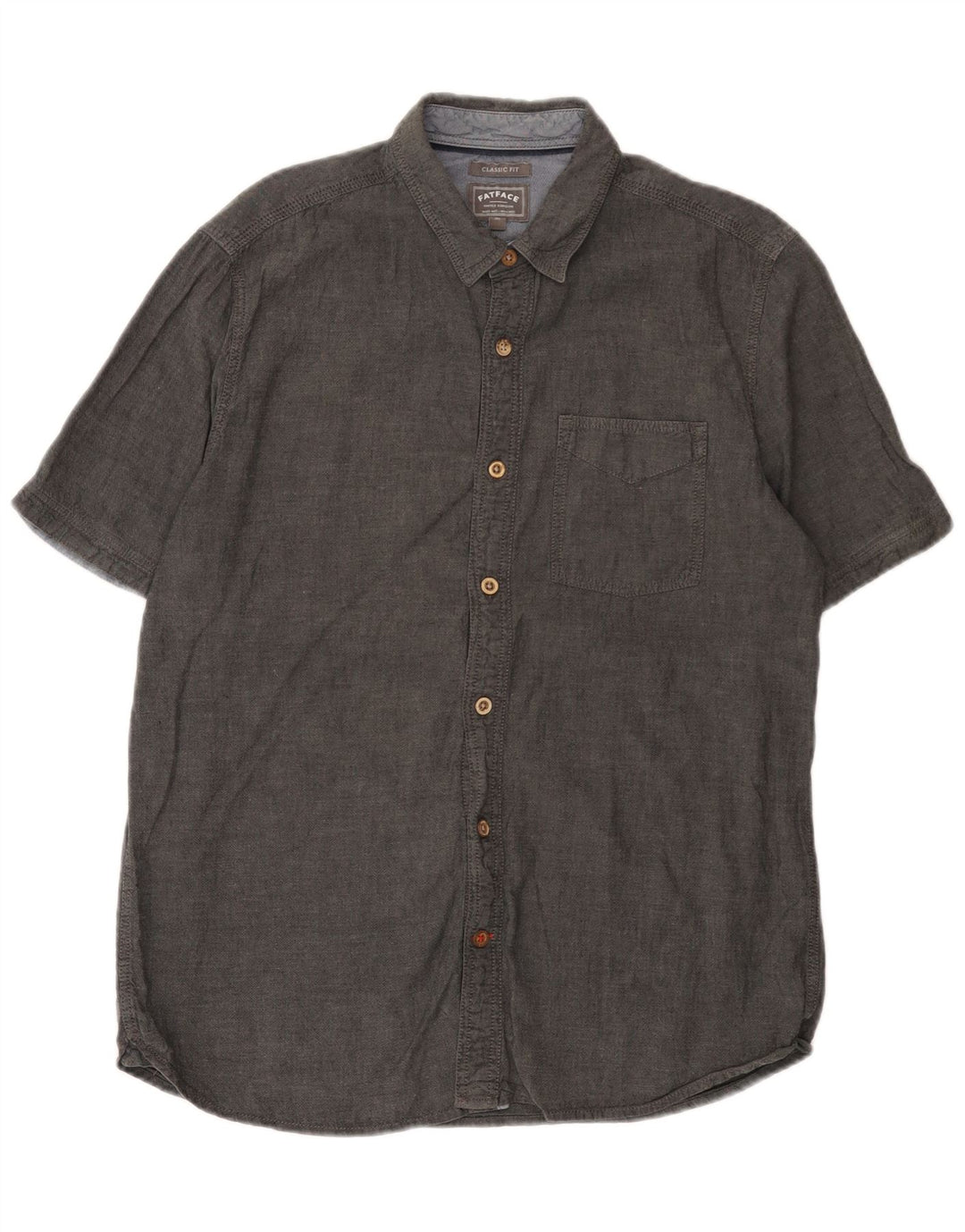 Camicia da uomo a maniche corte dal taglio classico Fat Face in cotone grigio medio