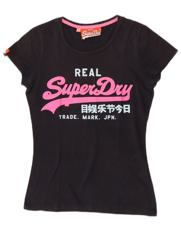 T-shirt grafica da donna Superdry Top UK 6 XS nera