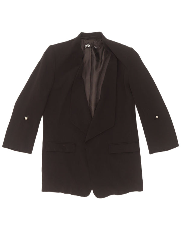 Giacca blazer da donna con maniche a 3/4 aperte Zara UK 10 piccola poliestere nero