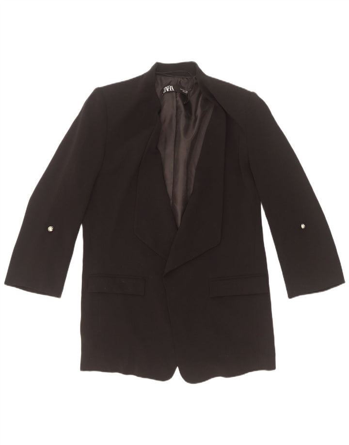 Giacca blazer da donna con maniche a 3/4 aperte Zara UK 10 piccola poliestere nero