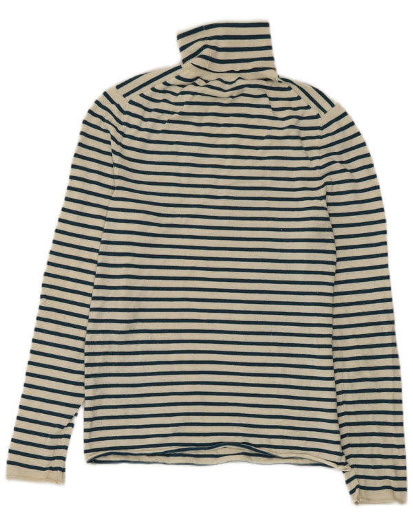 Top Zara da donna a collo alto a maniche lunghe UK 14 Viscosa a righe grandi bianco sporco