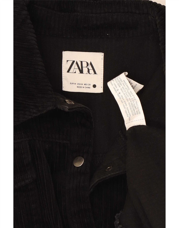 Giacca da donna oversize in velluto a coste Zara UK 14 cotone nero medio