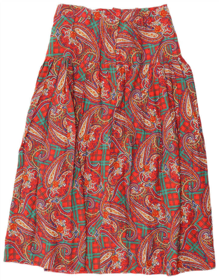 Gonna a trapezio a vita alta da donna LIBRA UK 14 Large W32 Red Paisley