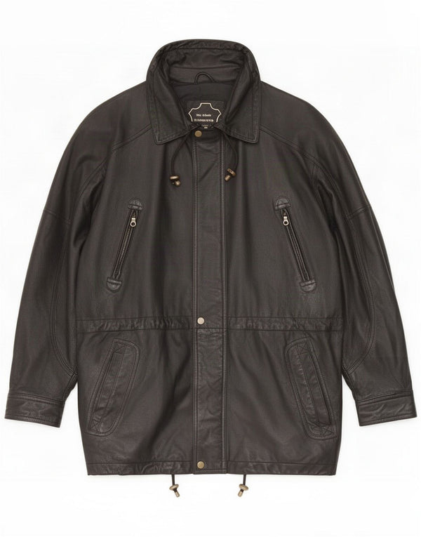 Spirit Cappotto in pelle da uomo EU 46 piccolo nero classico