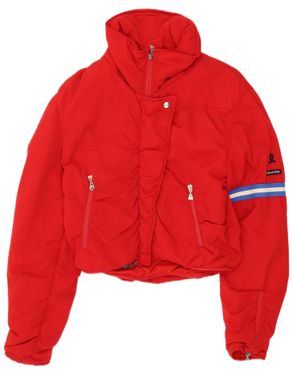 Giacca imbottita corta da donna vintage EU 38 rosso medio in poliammide