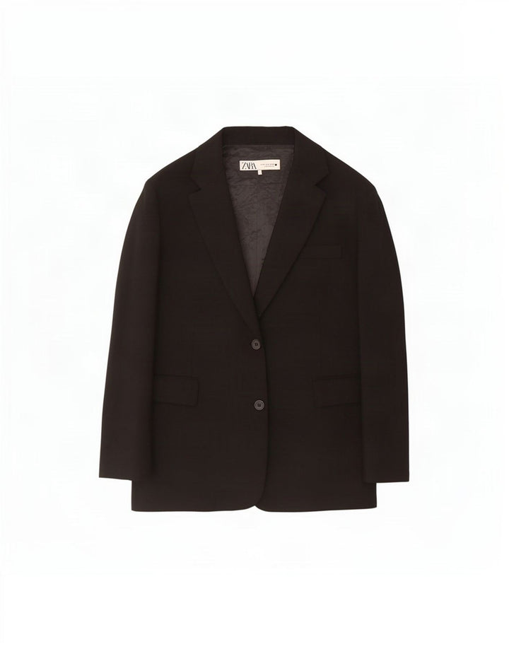 Giacca blazer a 2 bottoni da donna Zara UK 14 viscosa nera media