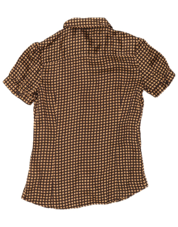 BEN SHERMAN Camicia da donna Camicetta UK 12 Pied de poule marrone medio