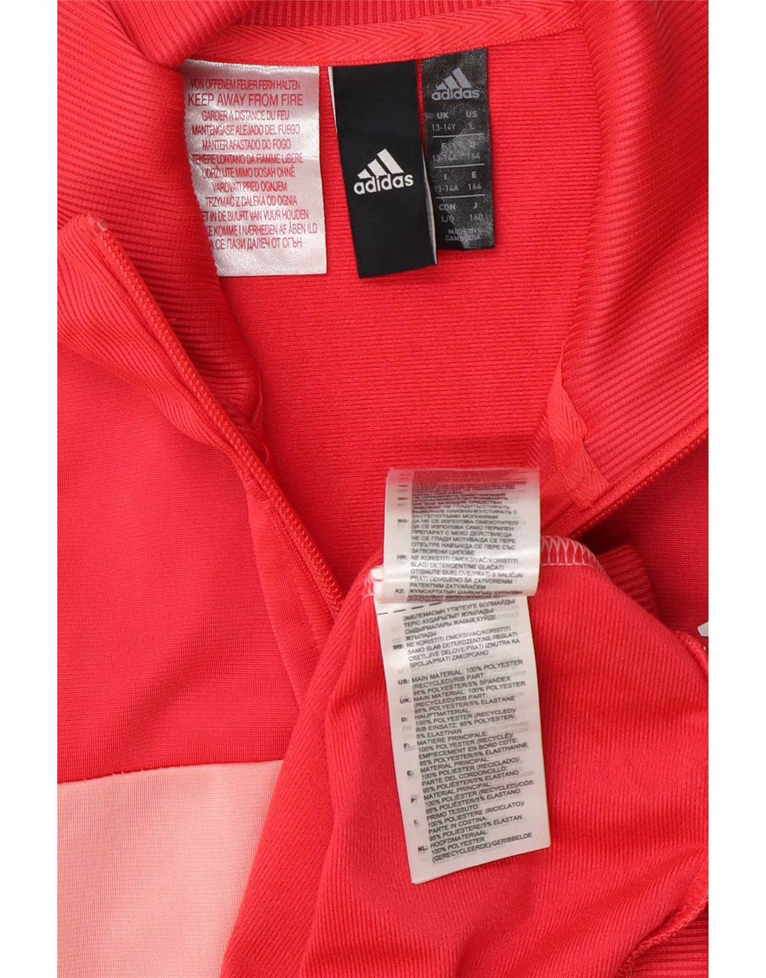 Giacca da tuta da ragazza Adidas 13-14 anni in poliestere color block rosso
