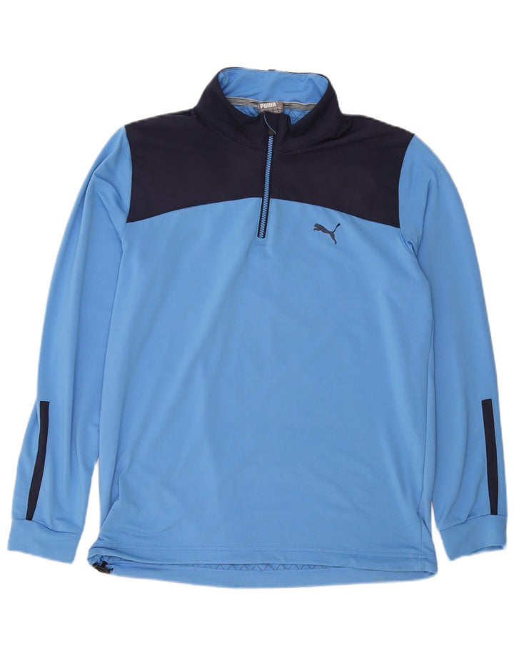 Maglia da tuta da uomo Puma con zip e collo in poliestere color block blu medio