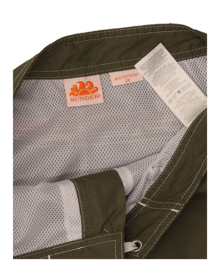 Pantaloncini da bagno da uomo Sundek piccoli in nylon a righe kaki