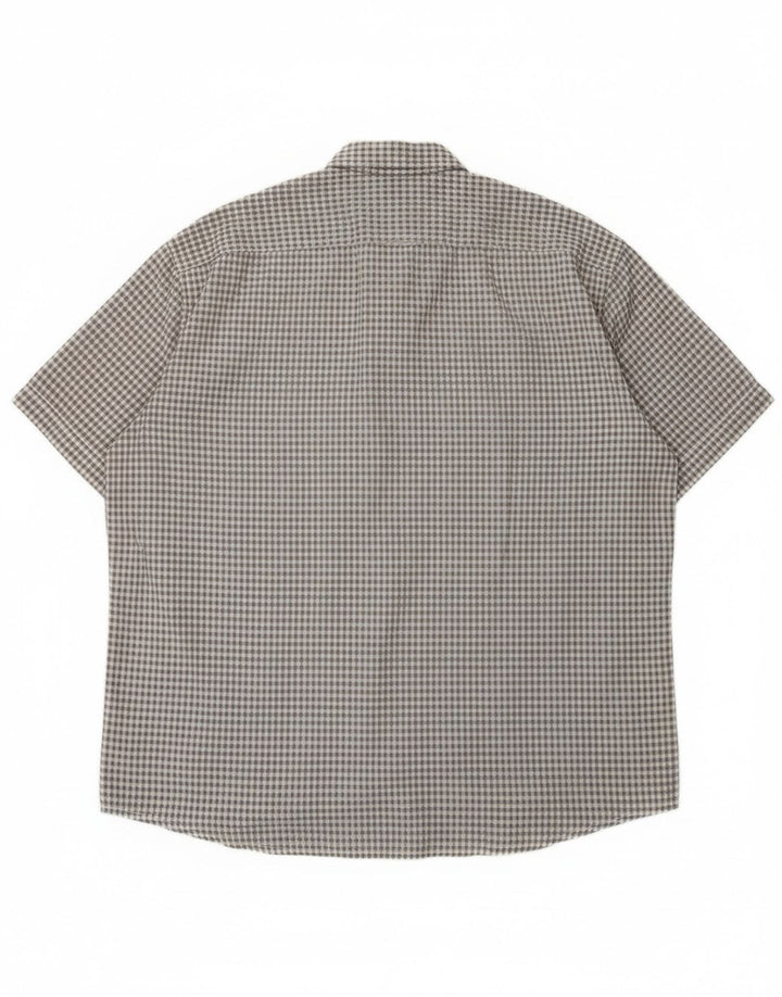 Camicia da uomo a maniche corte con vestibilità regolare Camel Active 2XL in cotone a quadretti grigio
