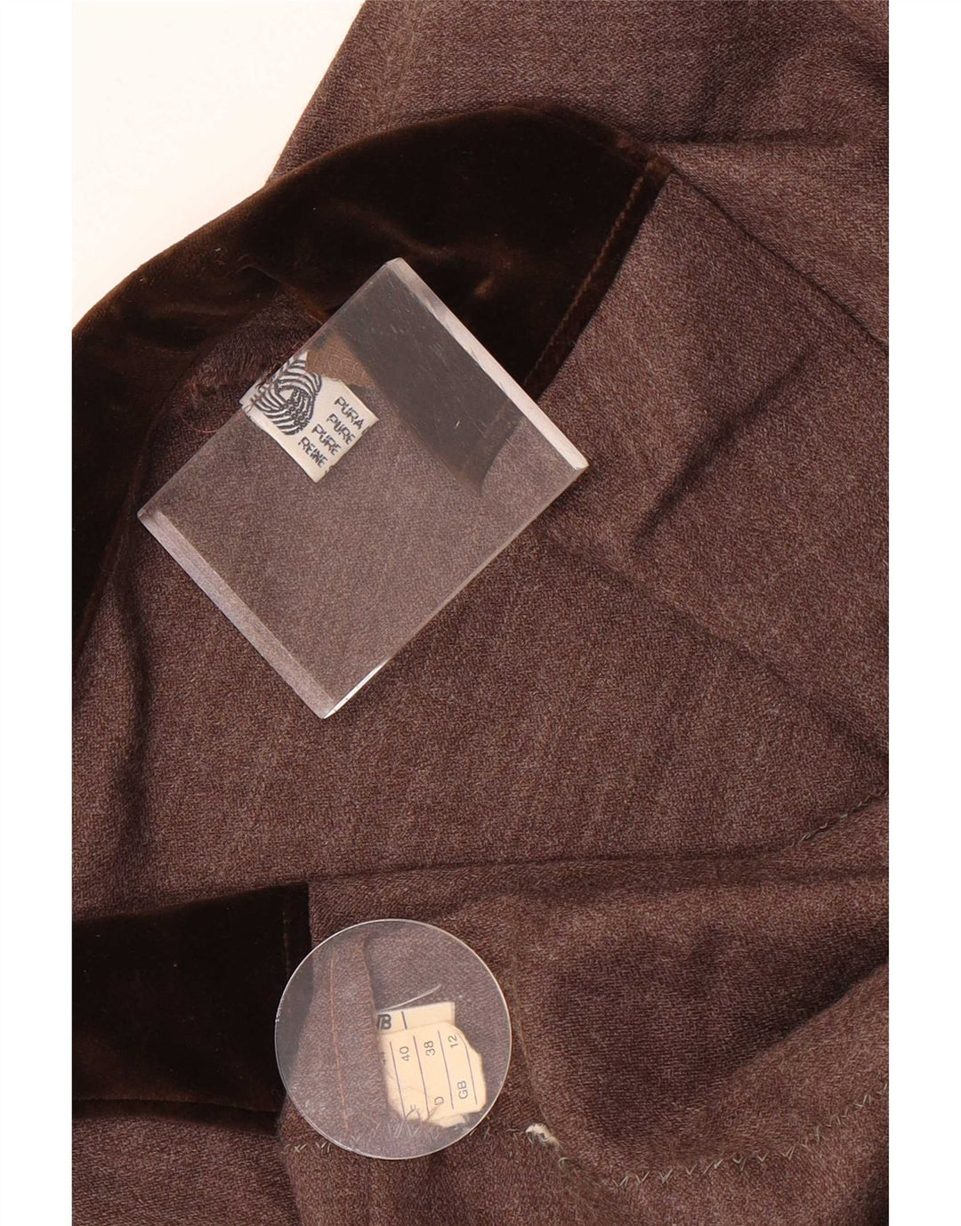 Abito camicia vintage da donna UK 12 in lana marrone medio