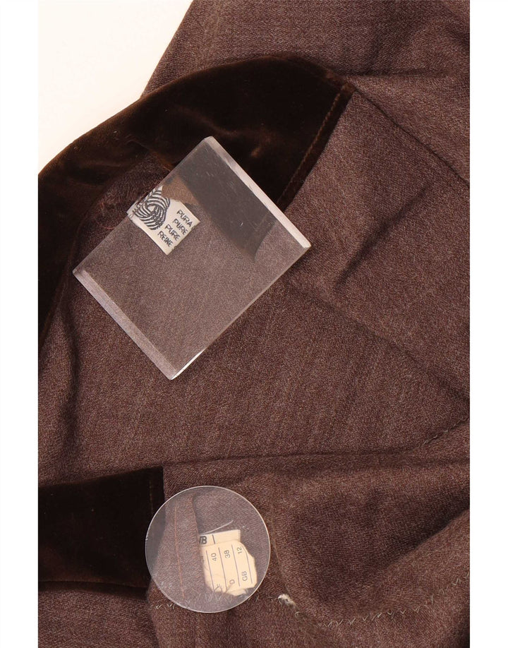 Abito camicia vintage da donna UK 12 in lana marrone medio