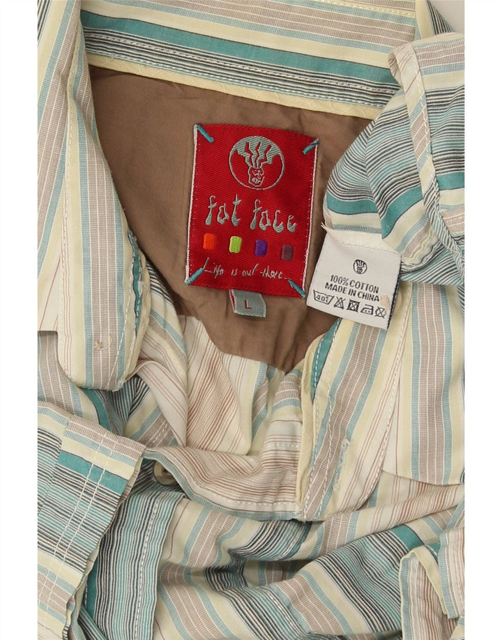Camicia a maniche corte da uomo Fat Face, cotone a righe grandi blu