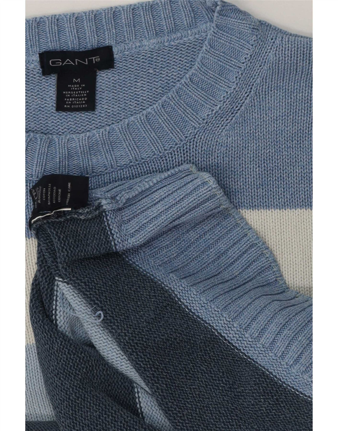 Gant Maglione da uomo girocollo in cotone a righe blu medio