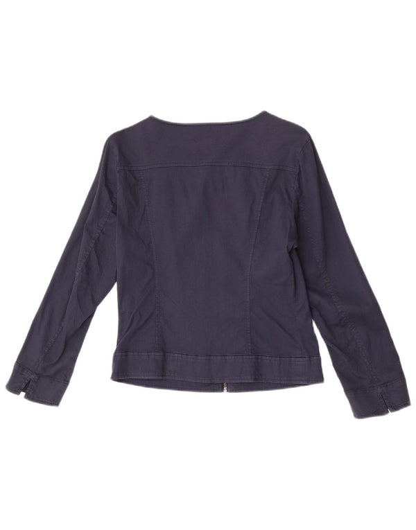 Giacca bomber da donna con maniche a 3/4 Benetton UK 8 Small in cotone blu navy
