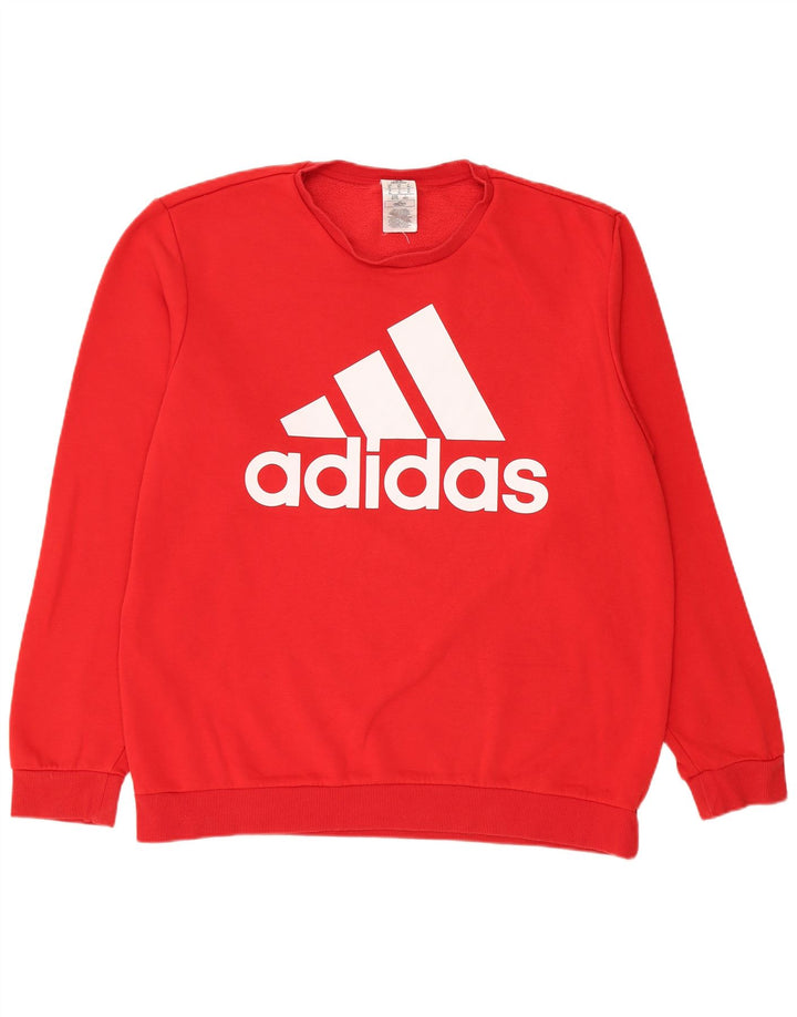 Felpa grafica da uomo Adidas Jumper XL rosso cotone