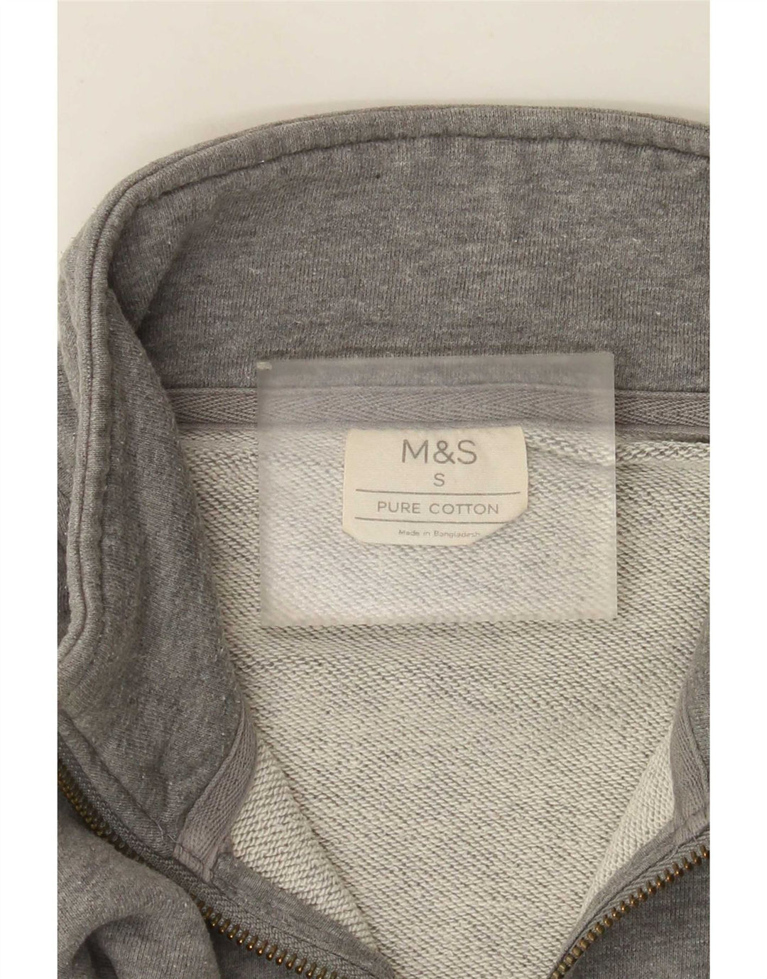 Felpa da uomo Marks & Spencer con zip e collo, piccola, in cotone grigio