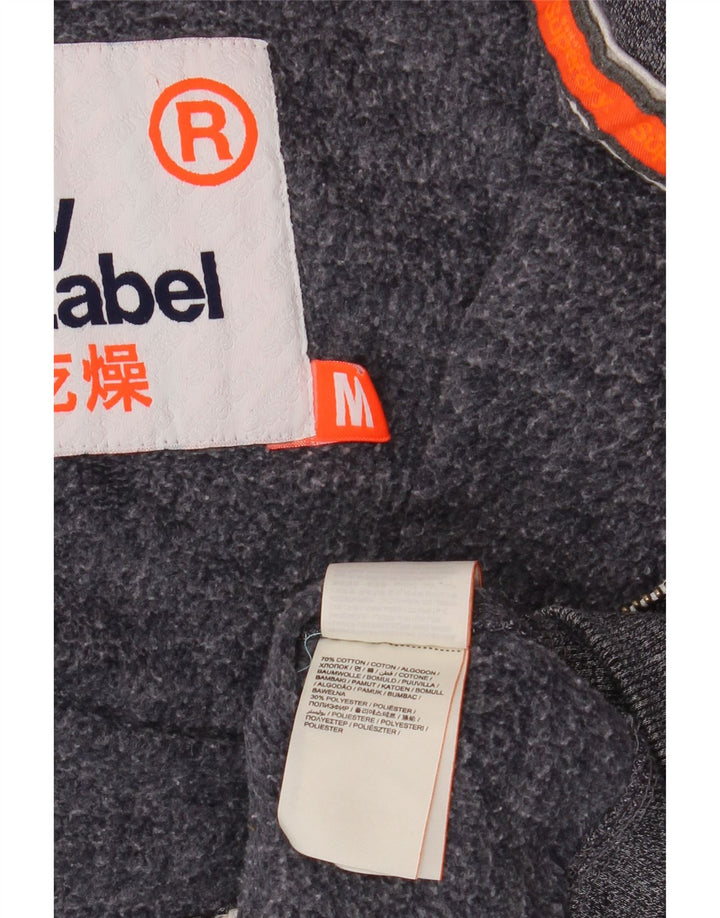 Maglione con cappuccio e zip da uomo SUPERDRY in cotone screziato blu navy medio