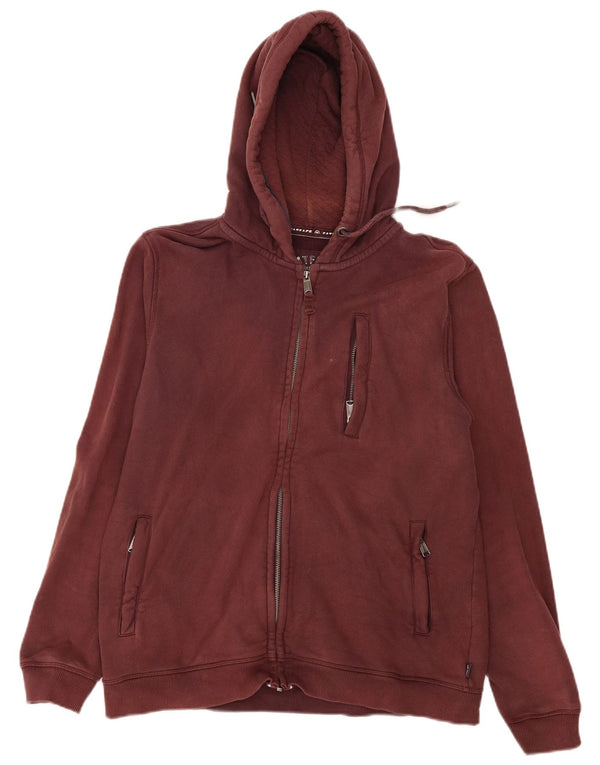 Maglione con cappuccio e zip da uomo Fat Face grande in cotone bordeaux