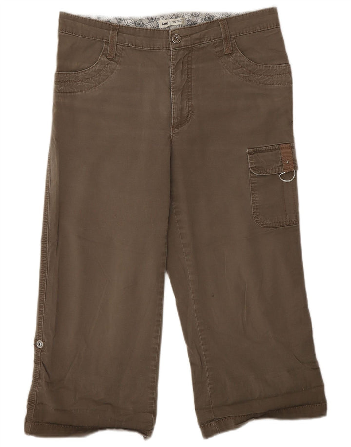 Pantaloni Capri cargo da donna Lee US 6 medi W30 L20 cotone kaki