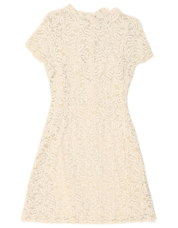 Abito a trapezio in pizzo da donna Jack Wills UK 8 Piccolo floreale bianco