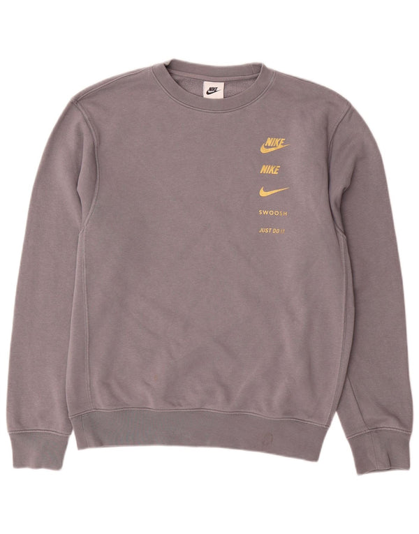 Felpa con grafica Swoosh da uomo NIKE XS in cotone grigio