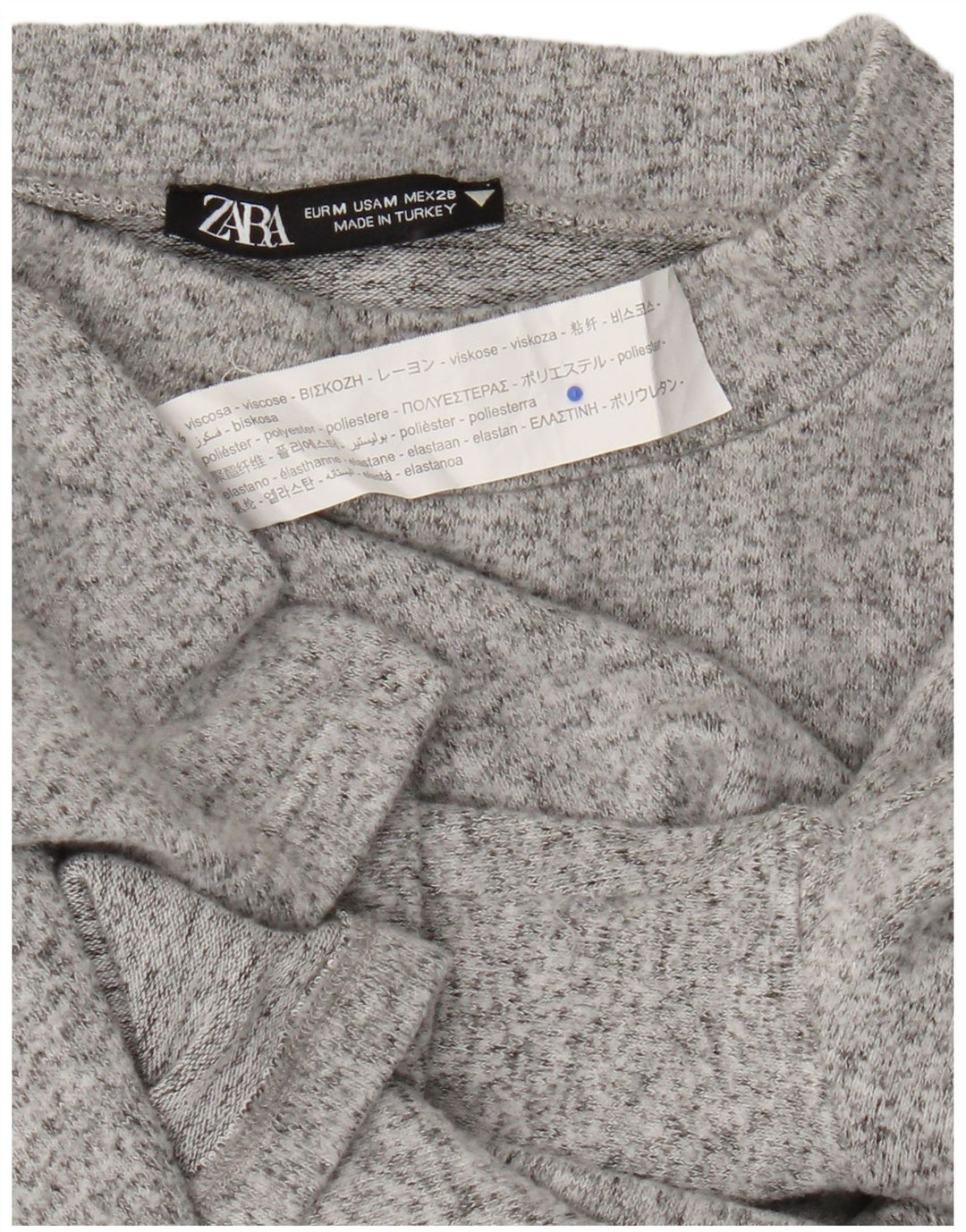 Top Zara da donna a maniche lunghe UK 12 Viscosa chiazzata grigio medio