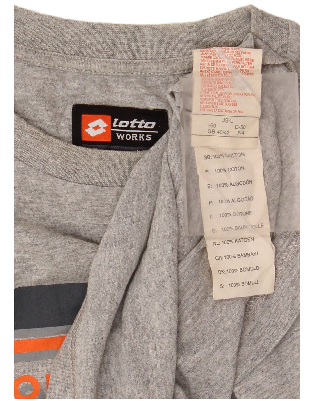 Canotta grafica da uomo Lotto UK 40/42 grande cotone grigio