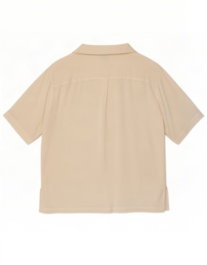 Camicetta vintage da donna a maniche corte IT 44 medio bianco sporco