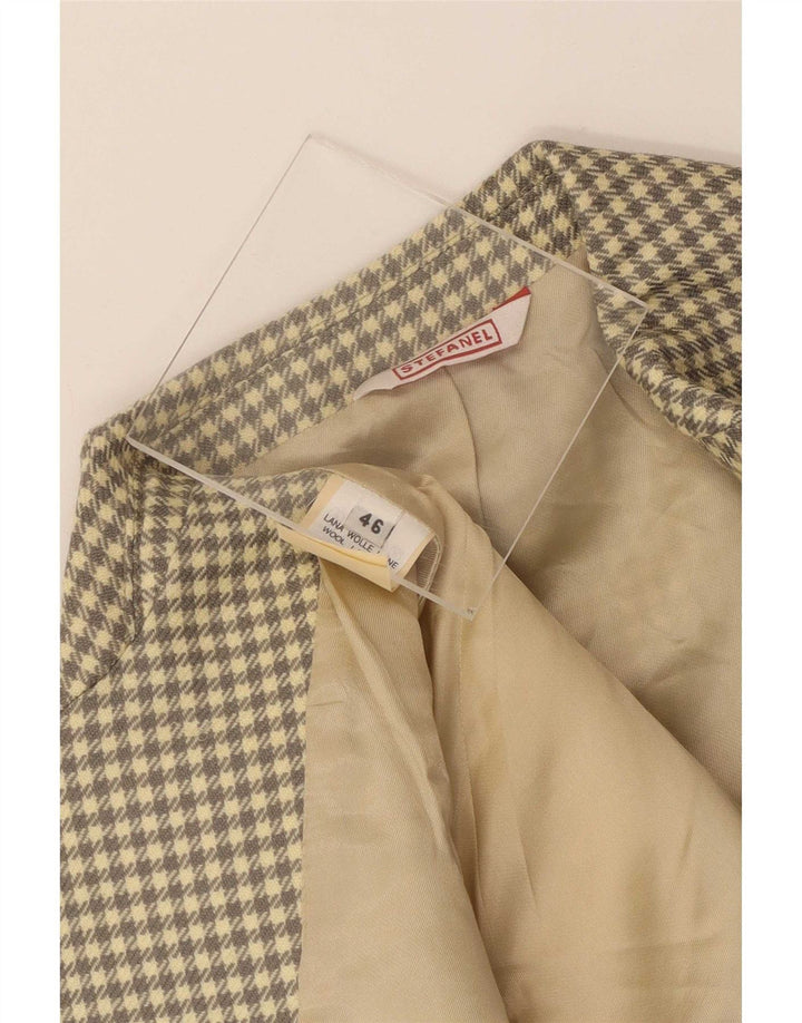 Stefanel Giacca blazer da uomo a 3 bottoni IT 46 Lana a quadri grigio piccolo