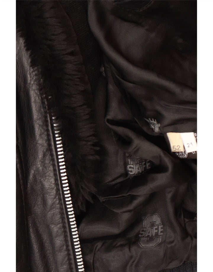 Giacca da aviatore da volo in pelle vintage da uomo IT 52 XL Esercito in pelle nera