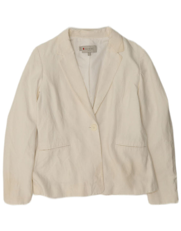 Giacca blazer da donna a 1 bottone Hobbs UK 10 piccola seta bianca