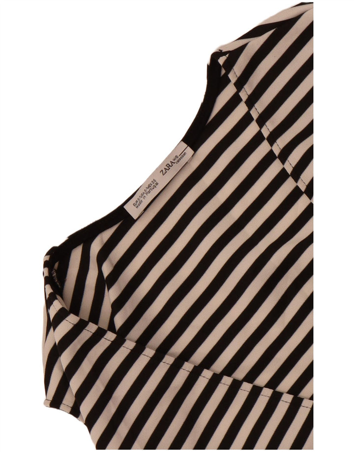 Top corto senza maniche da donna Zara UK 8 piccolo a righe nere