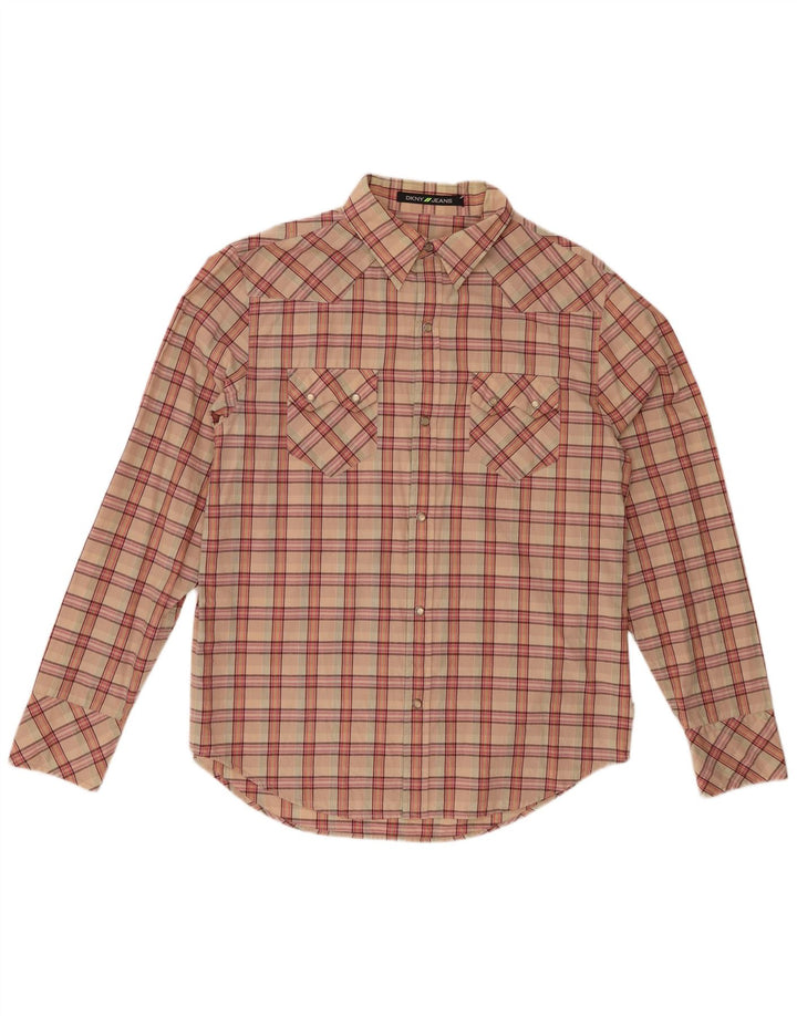 Camicia da uomo DKNY in cotone a quadri beige medio