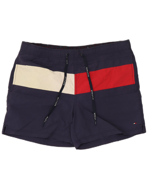 Pantaloncini da bagno da uomo Tommy Hilfiger Large blu navy color block in poliammide
