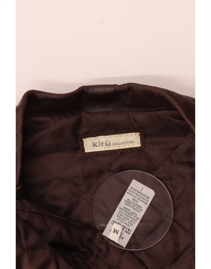Cappotto in pelle vintage da donna UK 12 Marrone medio