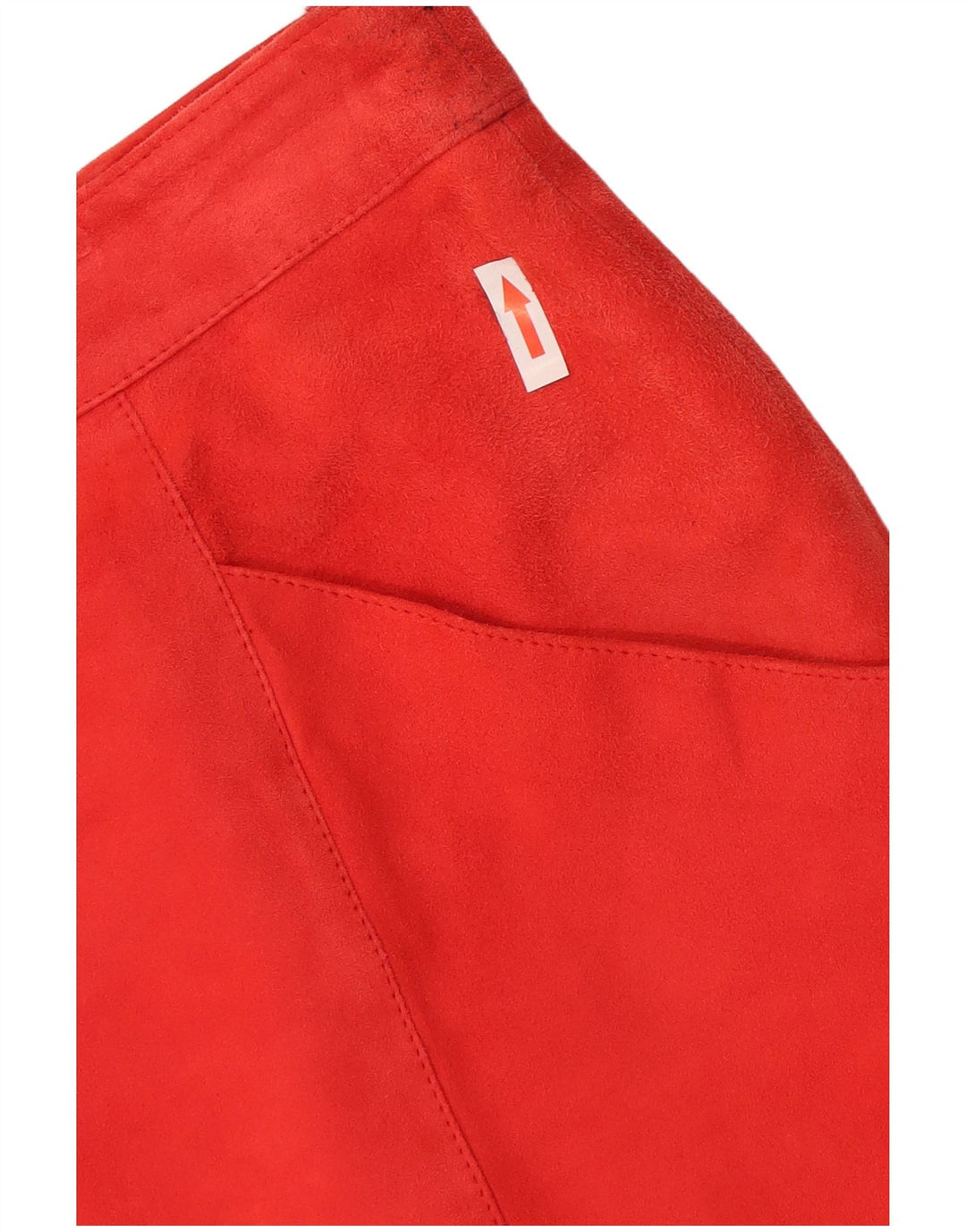 Gonna dritta vintage da donna in pelle scamosciata W34 grande rossa