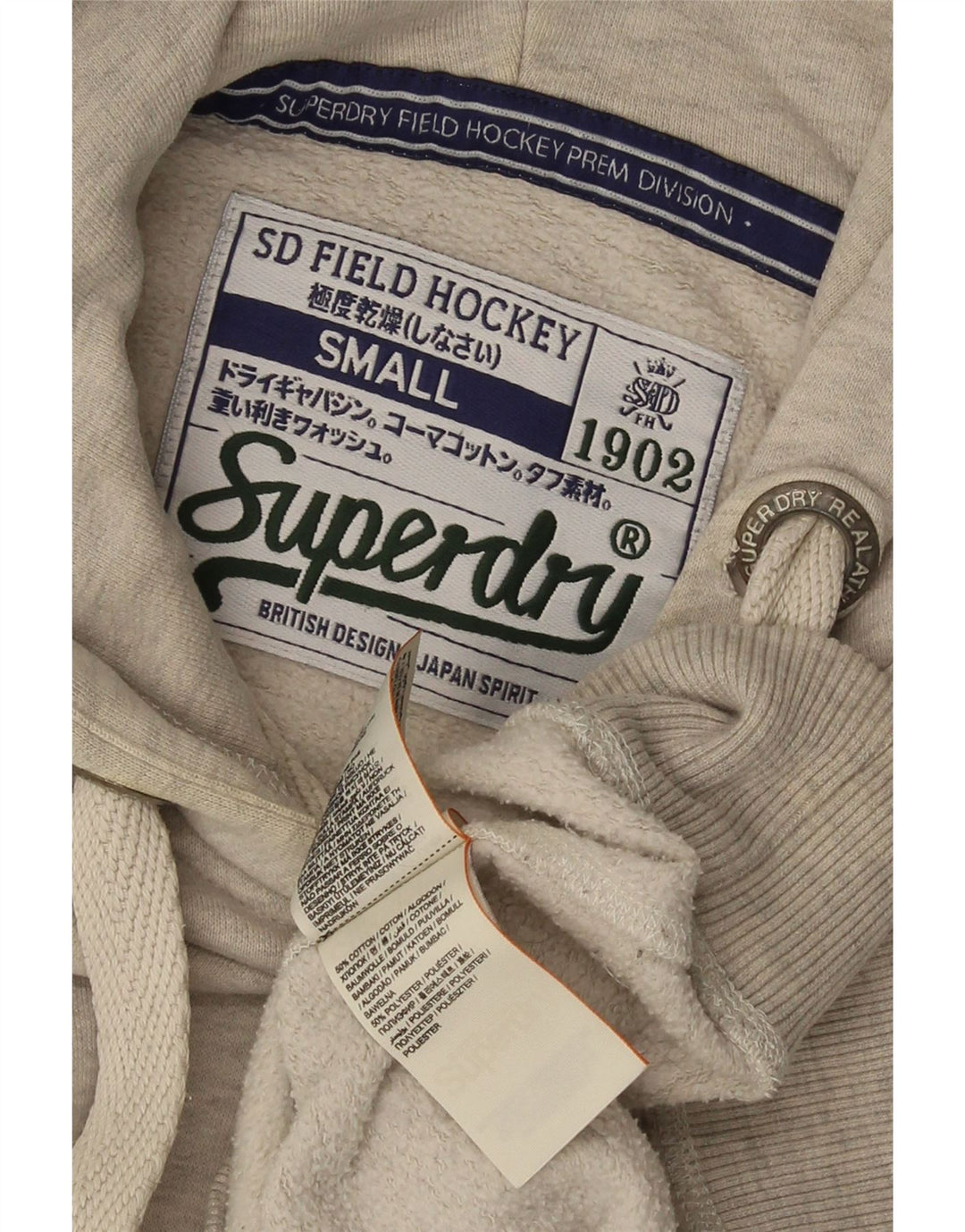 Felpa con cappuccio grafica da uomo Superdry Small in cotone grigio