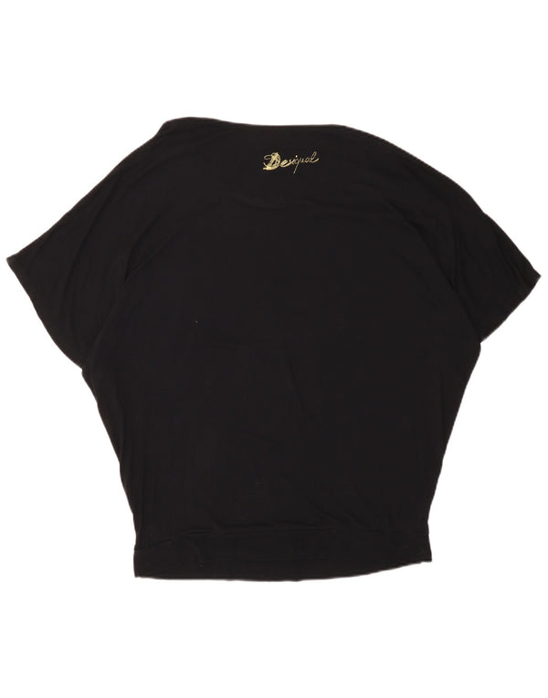 DESIGUAL Camicetta grafica oversize da donna Top UK 16 Large Nero