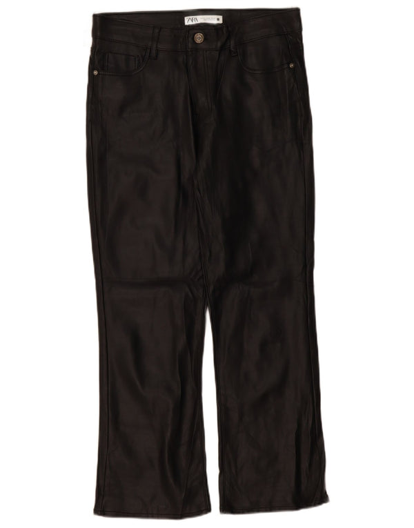 Pantaloni dritti in ecopelle da donna Zara EU 38 piccoli W28 L26 neri