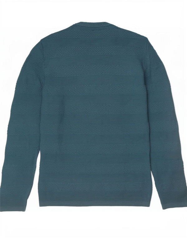 Maglione maglione girocollo da uomo Zara in cotone a righe blu medio