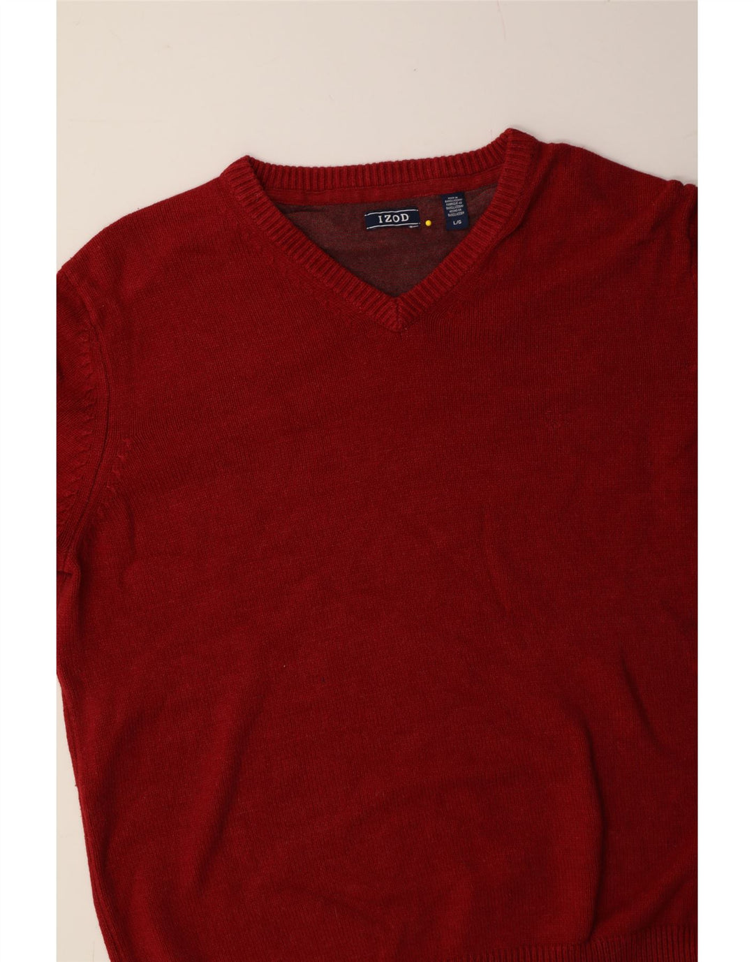 IZOD Womens V-Neck Jumper Sweater UK 16 Large Red Cotton Vintage Izod and Second-Hand Izod from Messina Hembry 