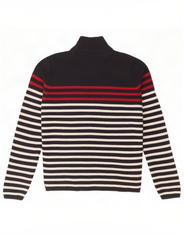 Zara Maglione da uomo con zip e collo grande in cotone a righe blu navy