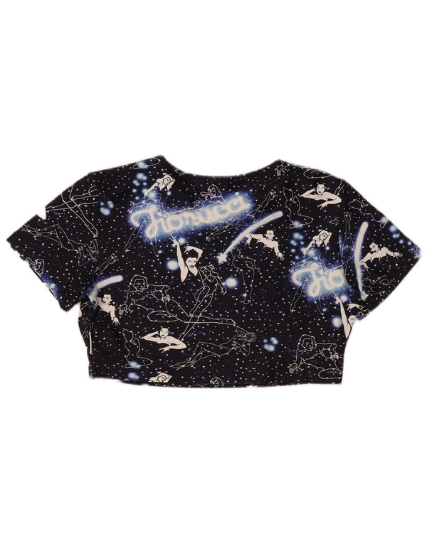 Adidas Fiorucci Crop Graphic T-shirt da donna Top UK 10 Small Nero
