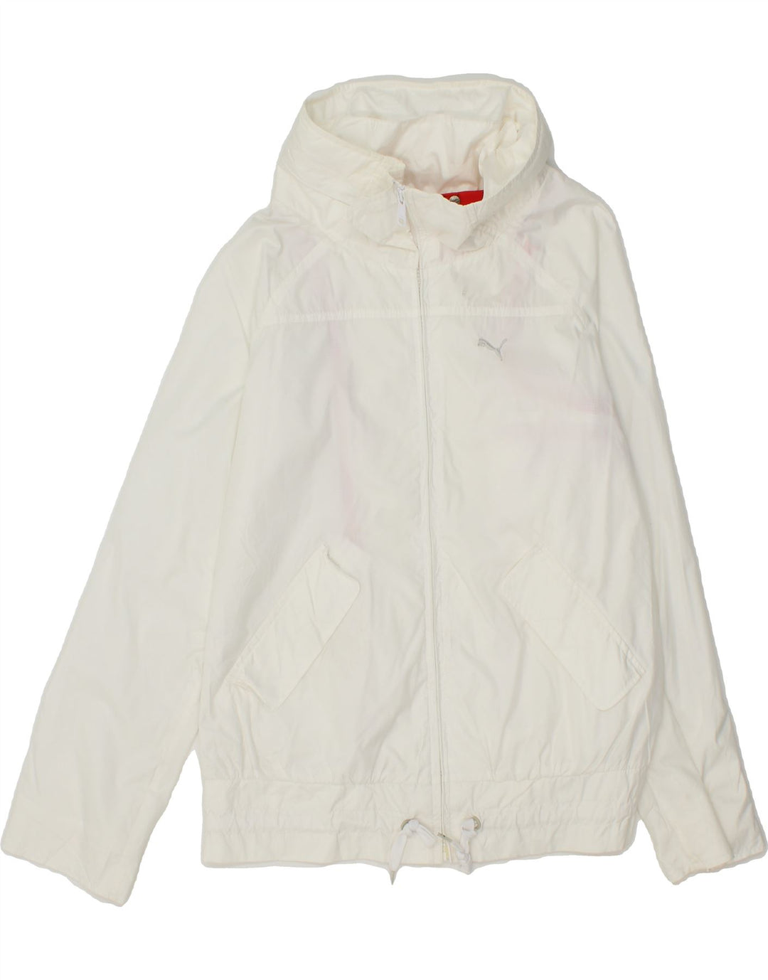 PUMA Womens Rain Jacket UK 12 Medium White Polyester Vintage Puma and Second-Hand Puma from Messina Hembry 
