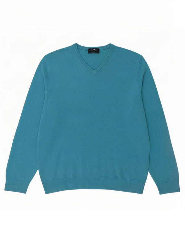Marks & Spencer Maglione da uomo con scollo a V blu Harbour grande acrilico