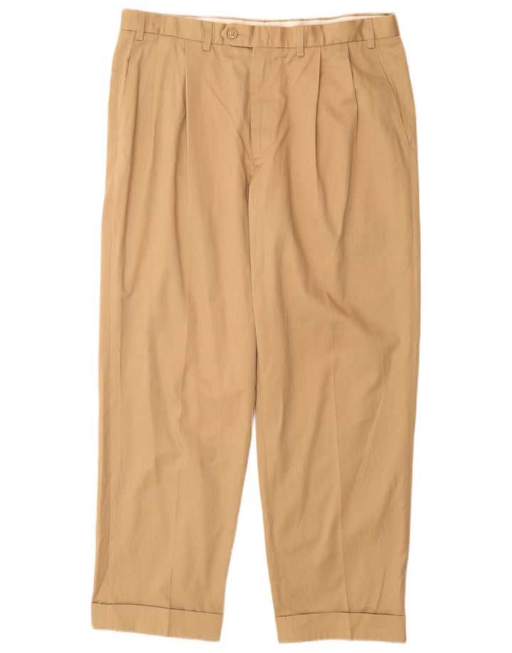 MARKS & SPENCER Pantaloni da abito con pegging da uomo W36 L29 Poliestere beige