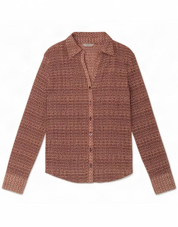 Camicetta da donna Marks & Spencer UK 14 Large Borgogna geometrica